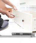 Installation of Hydraulic Damping Drawer Slides, 1 Pair, Cold Rolled Steel Quiet Glide for Cabinets and Drawers, Silver Detachable Rails