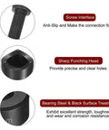 Close-up of Beefy 19mm Sheet Metal Punch Hole Kit details, featuring screw interface, sharp punching head, and bearing steel treatment.