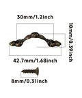 Dimensions of 30 Pack Antique Bronze Floral Arch Drawer Pulls 1.7 by 0.4 Inches with screws and 30mm center hole spacing