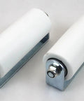 Sliding Gate Top Guide Roller Pair Six Inch White UHMW With Weld On Mounting Bracket Heavy Duty Gate Roller Set