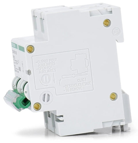 Side view of Beefy Heavy Duty 2 Pole 125A DC Circuit Breaker 12V to 110V DC Thermal Magnetic Trip DIN Rail Mount High Current Battery Protector