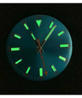 29mm Watch Dial With Hands Set For Miyota 8215 8200 8205 821A 2813 3804 Movements, green luminous hands, orange lightning small second hand