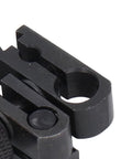Close-up of OPPWONG dial indicator holder clamp, black aluminium alloy adaptor with circular bore