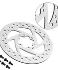 145mm Six Bolt Disc Brake Rotor For Road And Mountain Bikes And Electric Scooter Models Delivers Crisp Braking And Stops On A Dime, stainless steel, with close-up inset
