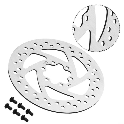 145mm Six Bolt Disc Brake Rotor For Road And Mountain Bikes And Electric Scooter Models Delivers Crisp Braking And Stops On A Dime, stainless steel, with close-up inset