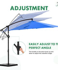 10 Foot Offset Cantilever Patio Umbrella With Base Included displayed with tilt adjustment feature and hand crank mechanism