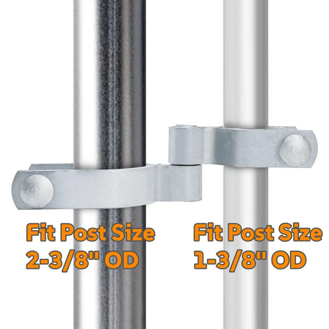 4 Pack Chain Link Fence Gate Hinges Set 2 3 8 Inch Post To 1 3 8 Inch Frame Heavy Duty Galvanized Steel Replacement Hinges With Nuts And Bolts Included on posts