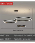 Spacious Circle Pendant Light Built With Heavy Duty Aluminum And Offering Hella Bright White Glow Smooth Rust Proof Finish Great For Large Dining Rooms Kitchens Or Open Lofts Serving Up Top Tier Daily Illumination - three circular lights suspended from the ceiling.