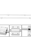 Two Piece 8mm By 800mm Linear Motion Rod Guide Kit With Four SCS8UU Bearings And Four SK8 Aluminum Rail Supports For CNC Machines