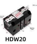 Heavy Duty Pneumatic Gripper Cylinder Actuator HDW40 Air Powered Industrial Clamp technical drawing showing dimensions and design.