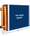 12x15 Water To Air Heat Exchanger With 1 Inch Copper Ports Hot Water Coil For Pro Grade Heating System Featuring Sine Wave Aluminum Fins