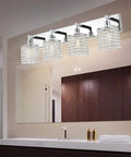 Chrome Crystal Vanity Light For Bathroom Four Light Farmhouse Style Sconces Over Mirror Modern Indoor Wall Fixtures