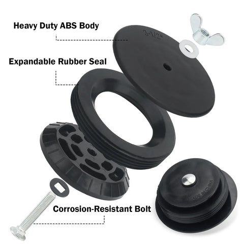 3-1/2 Inch Mechanical Cleanout Gripper Plug For DWV Plumbing ABS Expansion Seal For Pressure Testing And Temporary Sealing 2 Pack, exploded parts view