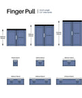 Flat White Modern Cabinet Handles 3 Inch Overall Length Edge Hidden Finger Pulls Invisible Hardware size dimensions diagram