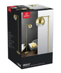 60 Inch Floor Lamp In Satin Gold Finish With Vintage Glam Style Inline Switch E26 Base Modern Gold Brass Look on packaging