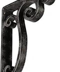 Built Tough Wrought Iron Bracket 2 W X 10 D X 12 H Antiqued Warm Silver Finish with ornate design and pre-drilled holes