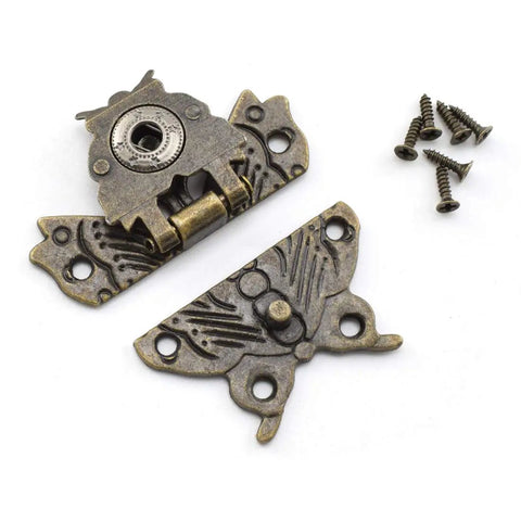 Dang Solid Vintage Bronze Butterfly Latch Kit Packs Two Heavy Duty Zinc Alloy Lock Catches With Quick Screw Options Perfect For Jewelry Boxes Home Projects And Woodwork Builds