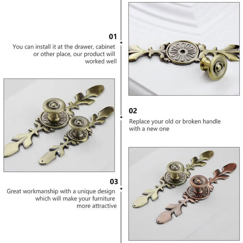 Vintage Nostalgia Door Handles Set For Cabinets And Drawers Antique Style Metal Pulls With Screws Retro Cabinet Knobs Gold