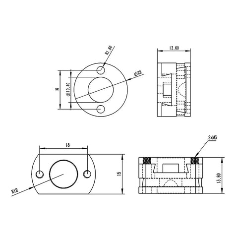 Upgrade Your 3D Printing Game With This Smooth Oldham Coupling For T8 Z Axis Lead Screws Perfectly Fit For EndERS 3 Flexible Hot Beds With Easy 16mm Thread Holes And Reliable Brass Build Quality For Flawless Moves, brass coupling drawing