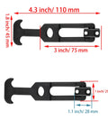 Two Pack Rubber Flexible T Handle Draw Latches with mounting screws, 4.4 inch by 1.85 inch shown with dimensions.