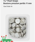 Pearl Snap Fasteners Set White Size 16 7/16 Inch 12 Count Perfect For Blouses Kids Wear And Home Decor Decorative Pearl Facing Durable Snaps For Easy Opening And Closure Tools Not Included in packaging.
