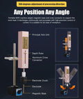 Electric Tapping Machine M3 To M16 With 360 Degree Arm and EDM features, showcasing electrode chuck detail and magnetic base.