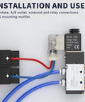 4V210-08 5/2 Way Pneumatic Solenoid Valve, 12V DC Single Solenoid Pilot Operated, electric control with connectors