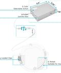 6-Inch Ultra Thin LED Recessed Lighting Kit With 14W Dimmable Wet Rated Wafer Lights, five color temp options, item details diagram