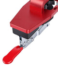 Rock Solid 35Mm Concealed Hinge Drilling Jig With Quick Grip Positioning For Cabinet Installation And Furniture Assembly Machined From Heavy Duty Aluminum Alloy close-up of red handle