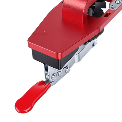 Rock Solid 35Mm Concealed Hinge Drilling Jig With Quick Grip Positioning For Cabinet Installation And Furniture Assembly Machined From Heavy Duty Aluminum Alloy close-up of red handle