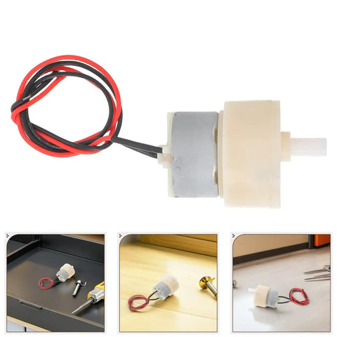 Low Noise Water Spray Motor For Fog Bubble Machine Replacement Part With Metal And Plastic Build Party Ready Quiet Drive For Indoor Parties Stage Effects And Reliable Fogger Power, shown with red black wires