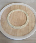 Solid Wood Lazy Susan Turntable for dining table with non-slip base shown from the underside.