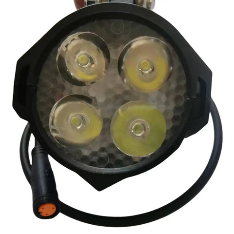 LED Headlight With Horn For Electric Bicycles And E Scooters Waterproof 3 Pin Female Connector 36V 48V Compatible 4 Beads High Output Front Light Replacement For Bike With 15 Inch Wire
