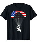 American Flag Paragliding Graphic Tee For Paraglider Fans And Extreme Sports Lovers, Powered Paraglider Theme Shirt With Skydiver Vibe