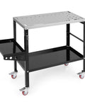 Welding Table 36 By 18 Inch With Wheels, 1200 Lbs Capacity, 8 Tool Slots, Five Eighth Inch Fixture Holes, Electroplated Metal Top