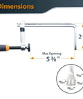 Dimensions of Beefy Quick Screw Down Guide Rail Clamps for MFT Tables and Track Saw Guide Rails, 5-3/8 Inch Opening