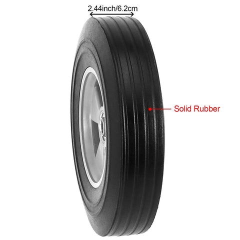 Side view of Solid Rubber 10 Inch Hand Truck Wheel With Five Eighth Inch Ball Bearing, 330 Lbs Max Load, Universal Replacement Tire