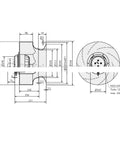 Heavy Duty High Temperature Centrifugal Fan Blower With 400 Volt AC Motor technical drawing with dimensions and design details.