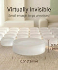 256 Piece Bulk Pack Clear Silicone Cabinet Door Bumpers Sticks Like Glue Half Inch Rubber Furniture Protectors Soft Close Pads on table.