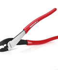 Heavy Duty 9.5 Inch Wire Crimper Cutter For 10 To 22 Awg Copper Wire with red handles and steel construction.