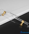 10 Piece 5 Inch Gold Cabinet Handles Set Crystal Acrylic Drawer Pulls With Brushed Brass Finish for cabinets and dressers