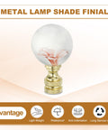 Pink Glass Flower Ball Lamp Finial Cap 1/4-27 Thread, 2 Pack for Lampshade Harp Tops, Metal and Glass Decorative Knob.