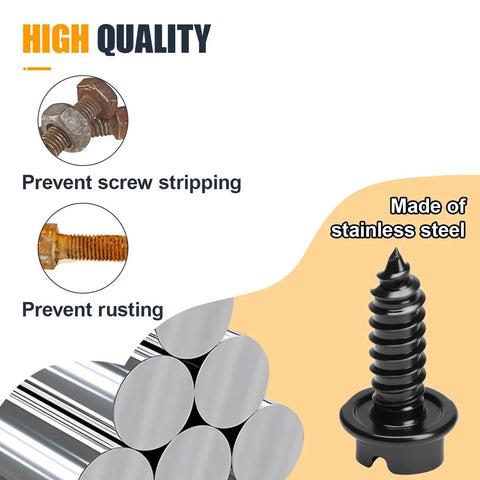 Rustproof Stainless Steel Car License Plate Screw Kit With Anti Theft And Anti Rattle Frame Covers showing high-quality features