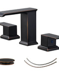 Oil Rubbed Bronze Widespread Bathroom Faucet With 8 Inch 3-Hole Mount 2-Handle Waterfall Vanity Lavatory Tap Modern Sink Fixture