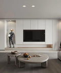 XYIANG Lighting 5W/7W/10W Led Recessed Downlight Retrofit Kit in modern living room with off-white matte finish and baffle trim.