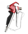 Heavy Duty Airless Paint Sprayer With Hella Powerful Pressure Kick And Reliable Built In Filter For Smooth Wall Jobs Plus Slick Two Finger Trigger, red spray gun with ergonomic handle.