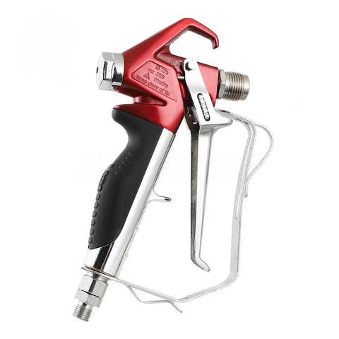 Heavy Duty Airless Paint Sprayer Gun With Two Finger Trigger And Integrated Filter, side view showing ergonomic handle and metal fittings.