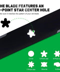 Diagram of 5-point star center hole pattern for YTH22V46 46 Inch Mulching Replacement Mower Blades For Husqvarna And Compatible Models.