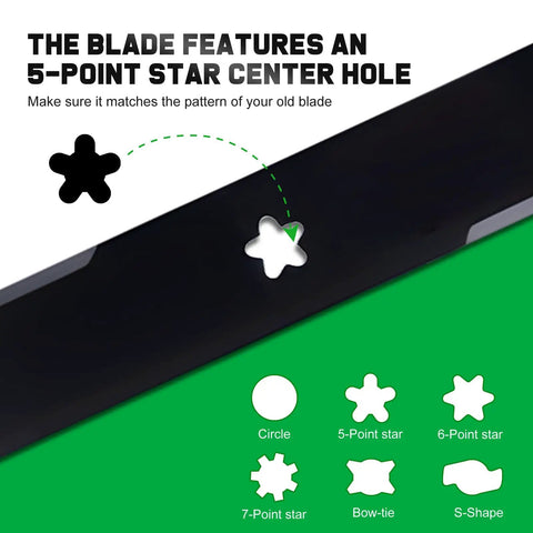 Diagram of 5-point star center hole pattern for YTH22V46 46 Inch Mulching Replacement Mower Blades For Husqvarna And Compatible Models.