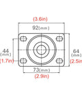 Heavy Duty Polyurethane Swivel Caster Wheels With Brake Universal Replacement Furniture Trolley Rollers 22mm Stem dimensions drawing.